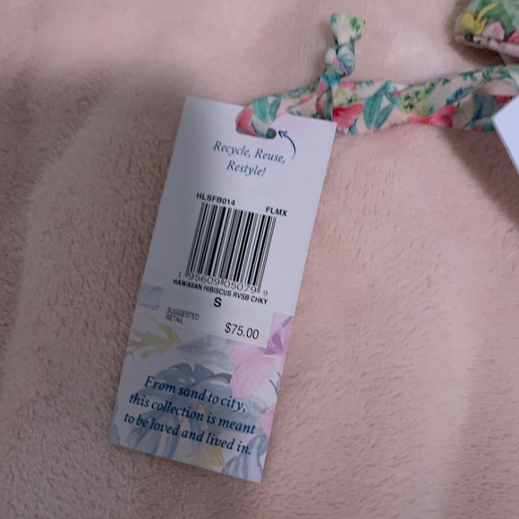 Loveshackfancy x Hurley floral pink green and blue bikini bottoms size small - Picture 6 of 8